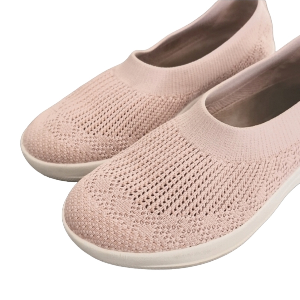FITFLOP Ballerina Pink Slip On Sneakers 37 6 Blush Knit Woven Plantar Fasciitis - Picture 14 of 15